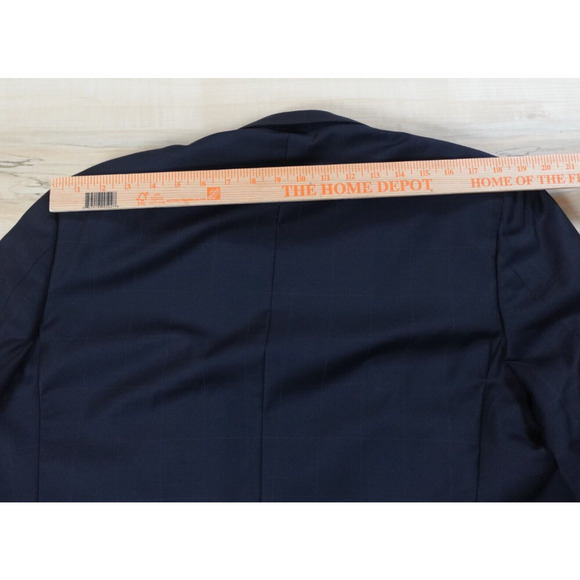 Trussini Men 40R Blazer Wool Three Button Single Breasted Navy Blue Window Pane - Picture 14 of 14